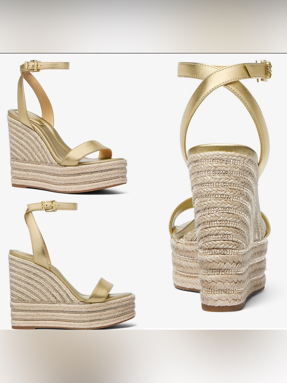 Michael Michael Kors Gold Platform Espadrille Sandals - Size 9.5